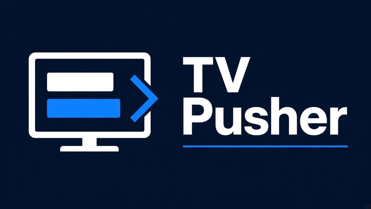 Logotipo TV Pusher: uma TV recebendo o aviso